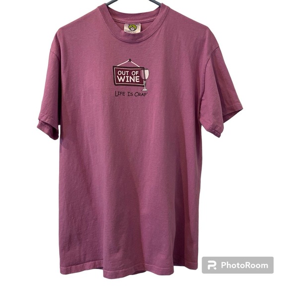 Life Is Crap Official Out Of Wine Unisex T-Shirt Size L - Picture 1 of 9